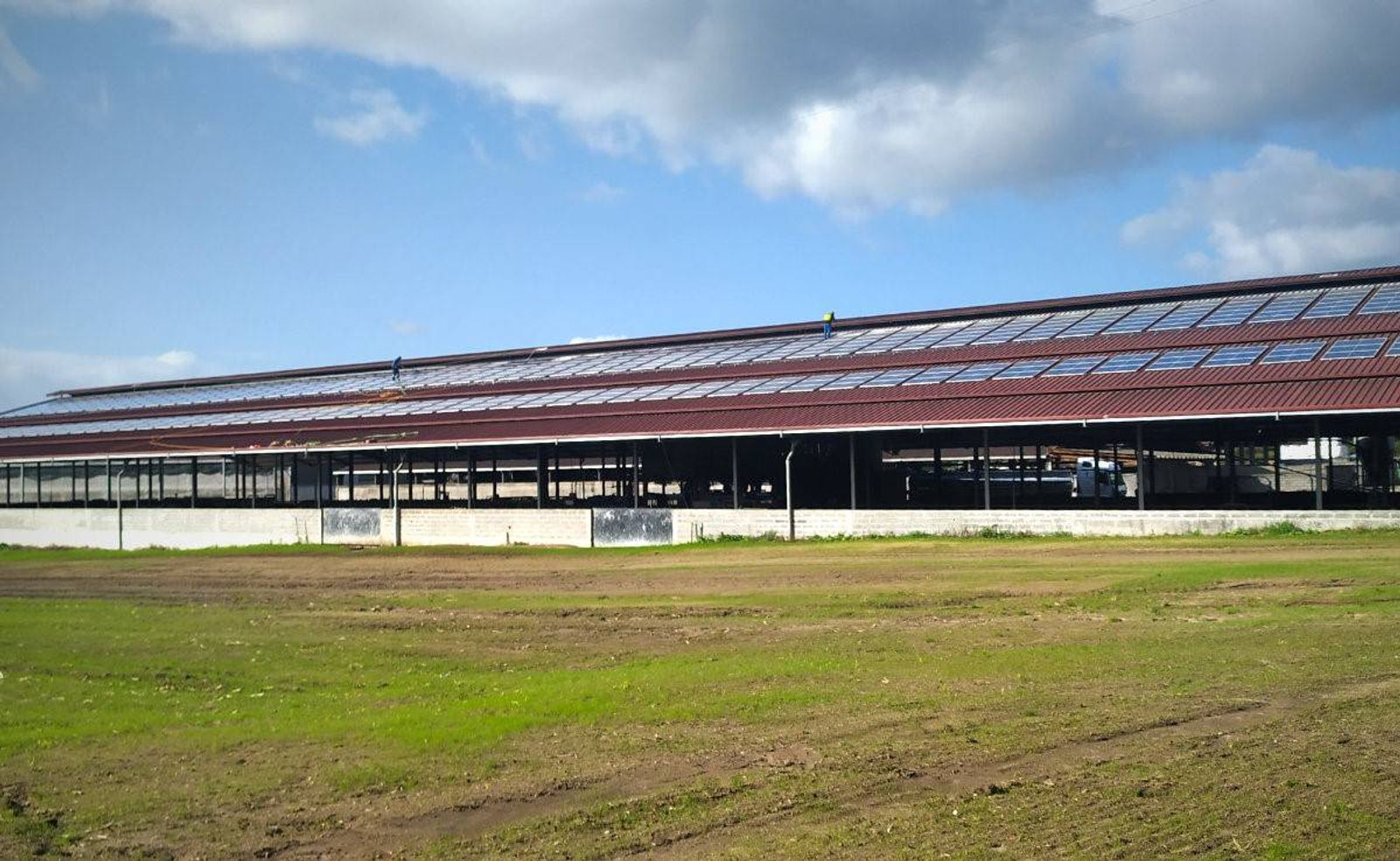 Instalação de paineis solares numa empresa.
