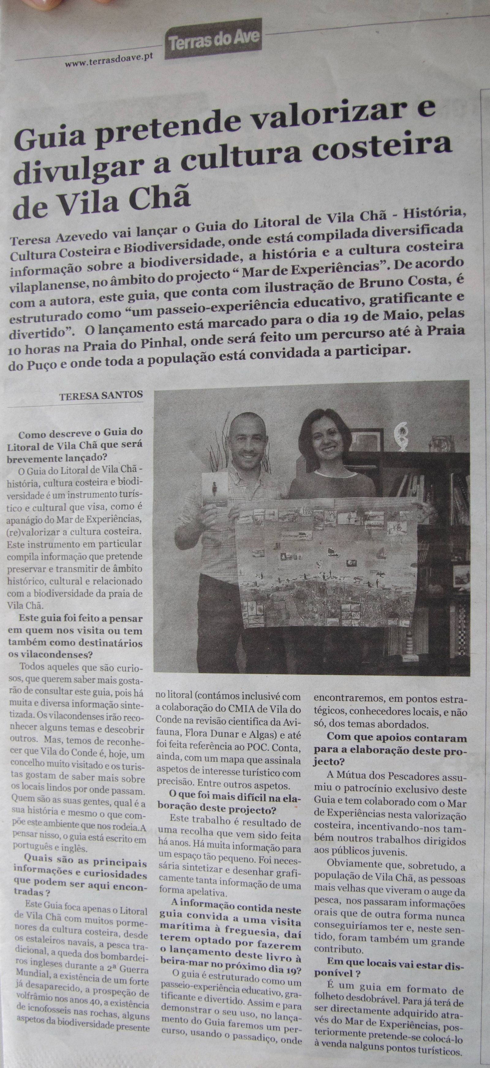 Divulgação do Guia do Litoral de Vila Chã - História-Cultura Costeira-Biodiversidade