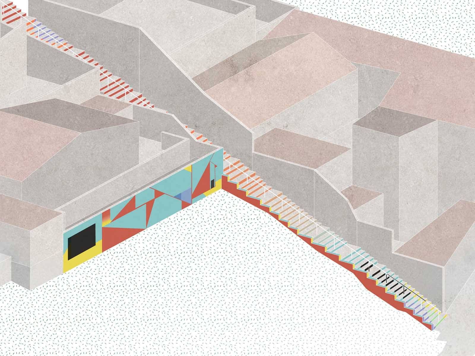 Axonometria das Escadinhas © paulo moreira architectures