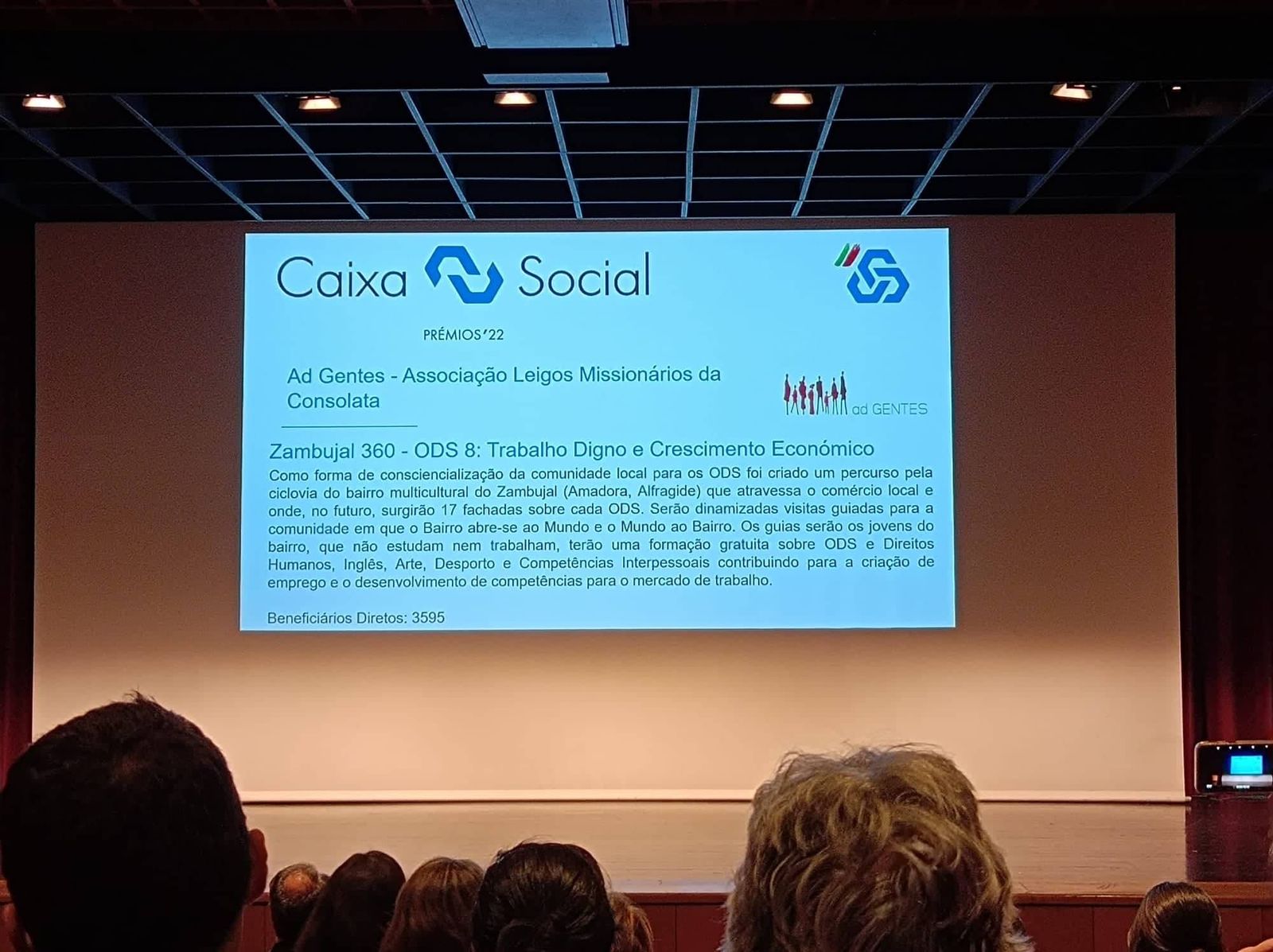 Entrega do Prémio Caixa Social no âmbito do ODS 8 - Projeto Zambujal 360