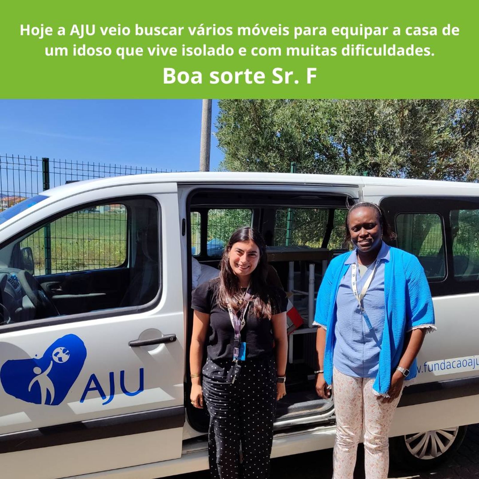 exemplo de uma das associações com quem trabalhamos e que veio buscar móveis aos nossos armazéns para ir entregar a um utente que acompanha